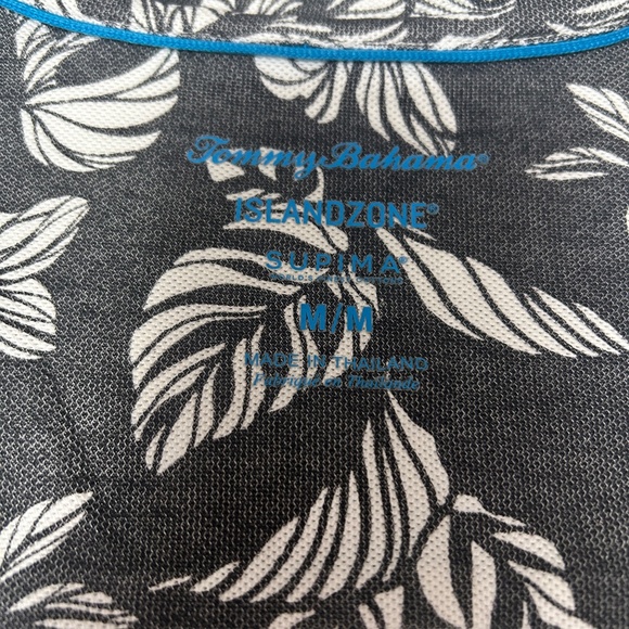 Tommy Bahama Hawaiian Tiki Shirt Monochrome Tropical Leaf Pattern Print - Picture 8 of 13